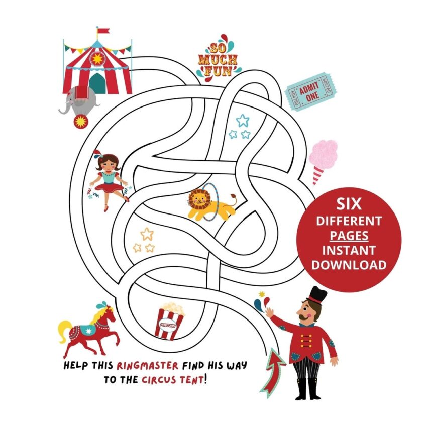 Six Printable Kids Maze Pages Mazes For Kids Ages 4 8 Preschool Kindergarten Kids Activity Printable PDF Instant Digital Download Etsy