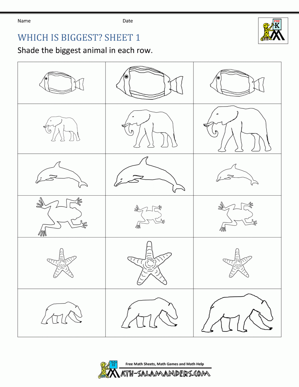Size Worksheets Bigger Smaller Or The Same Size Size Worksheets Bigger Smaller Or The Same Size
