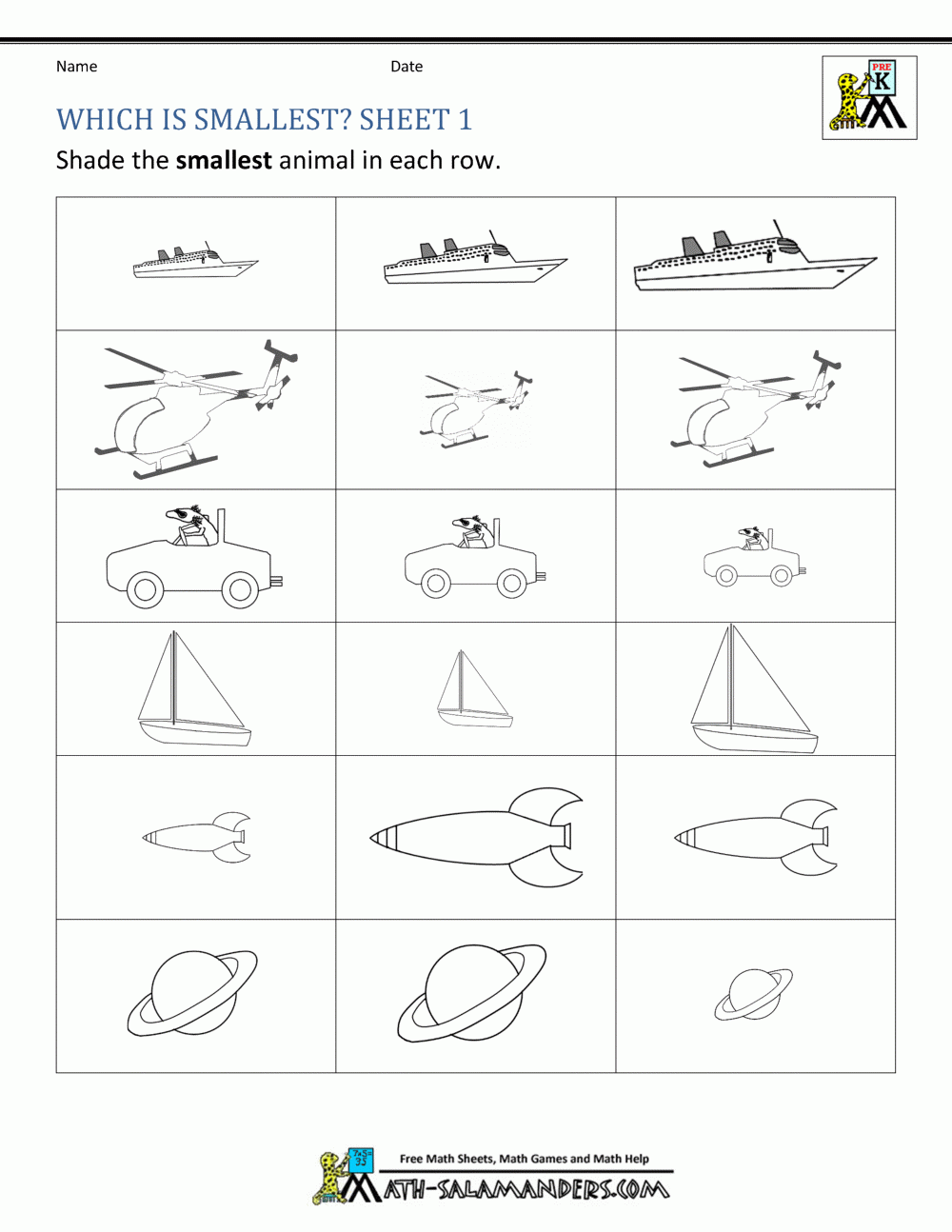 Size Worksheets Bigger Smaller Or The Same Size Size Worksheets Bigger Smaller Or The Same Size