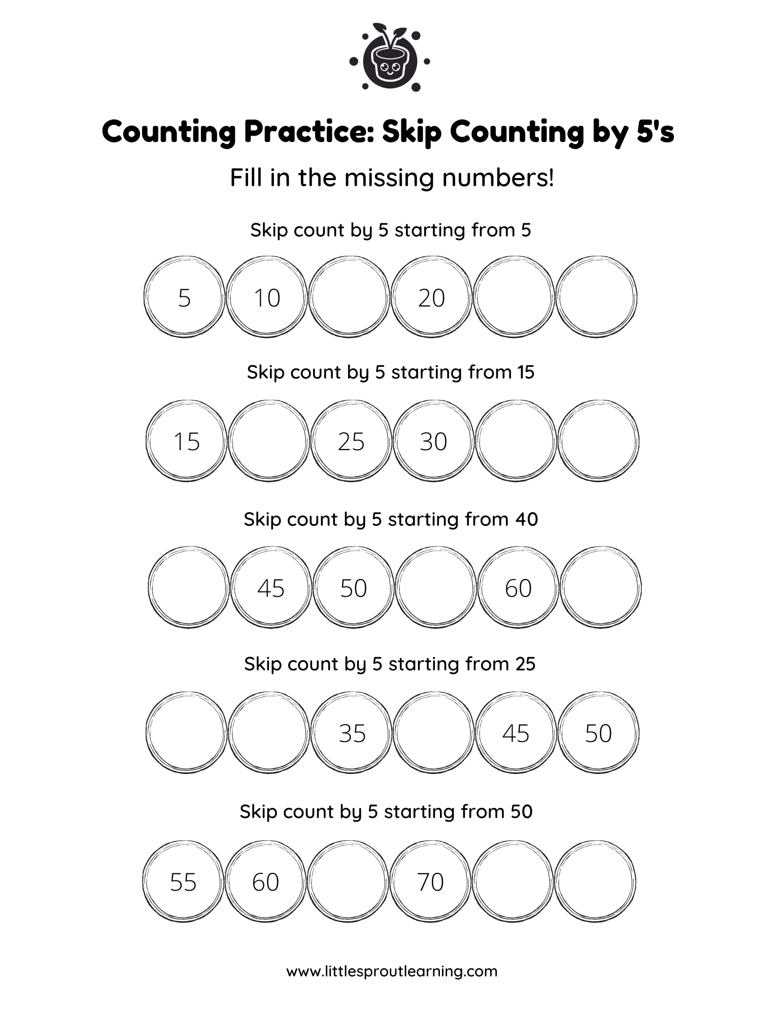 Printable Skip Counting By 5 Worksheets Printable Skip Counting By 5 Worksheets