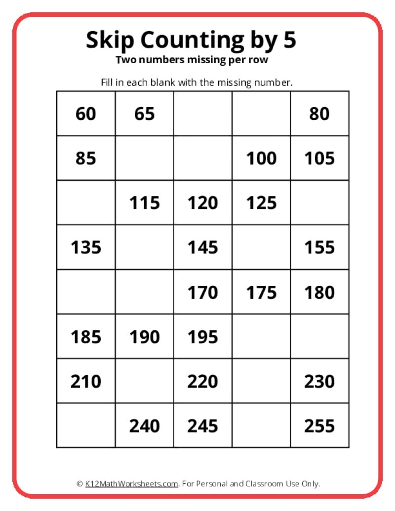 Free Printable Count By 5 Worksheets Free Printable Count By 5 Worksheets