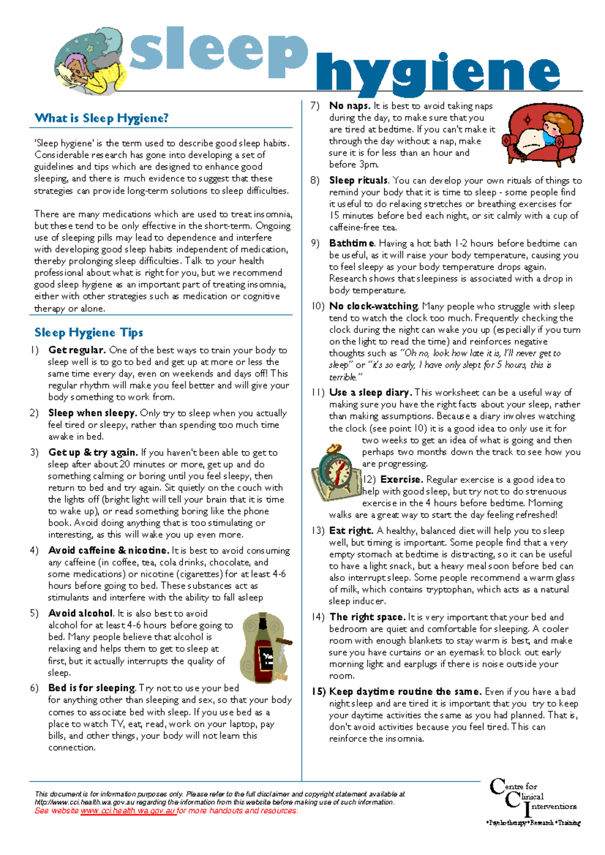 Printable Sleep Hygiene Worksheet Pdf