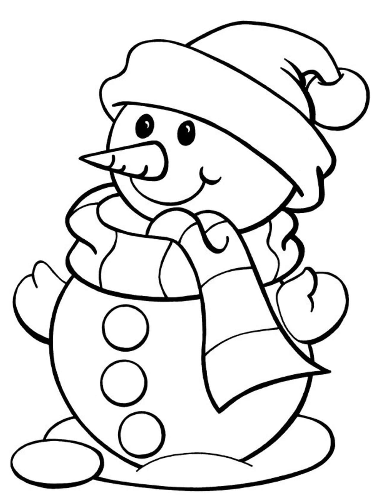 Smiling Snowman In Winter Coloring Page Download Print Or Color Online For Free