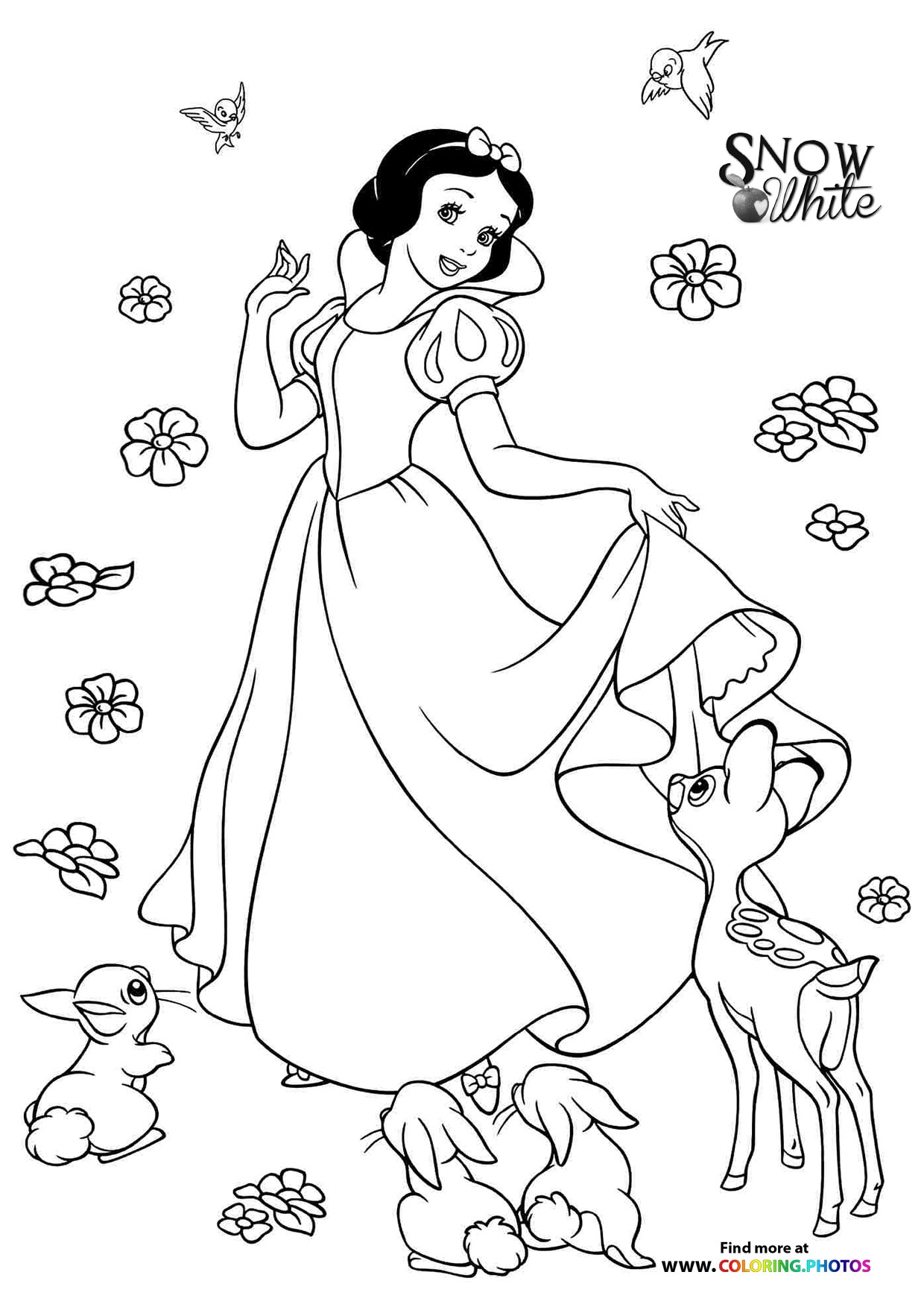 Snow White And The Seven Dwarfs Coloring Pages Free Download Sheets Worksheets Library