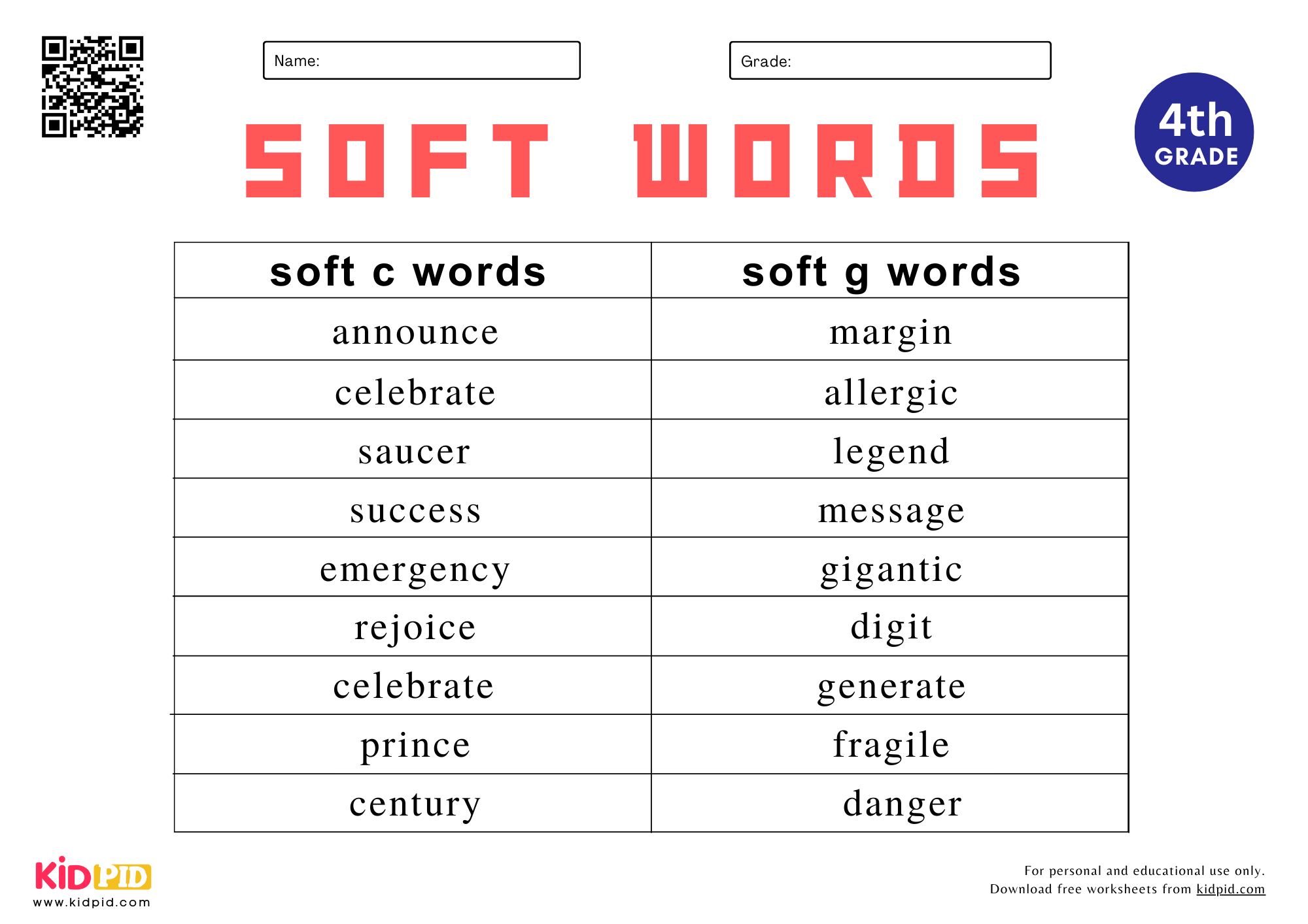 Grade 4 Spelling Words Worksheets Free