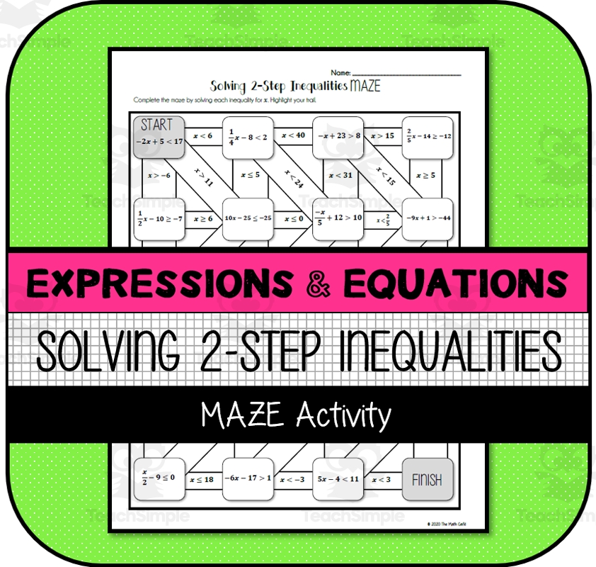 Solving 2 Step Inequalities MAZE Activity By Teach Simple