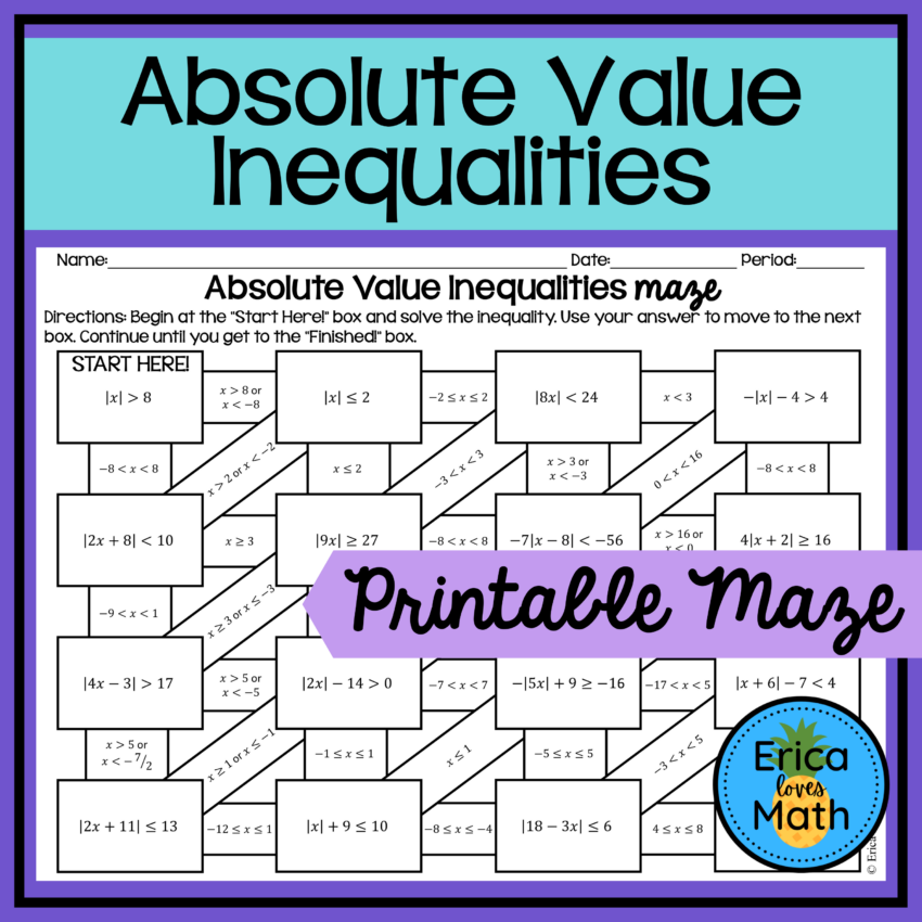 Solving Absolute Value Inequalities Activity Maze