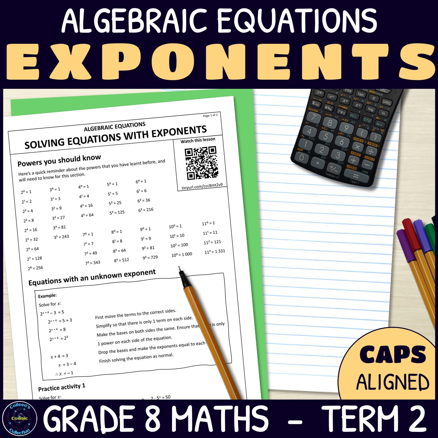 Solving Equations With Exponents Grade 8 Maths Term 2 Lesson 9 