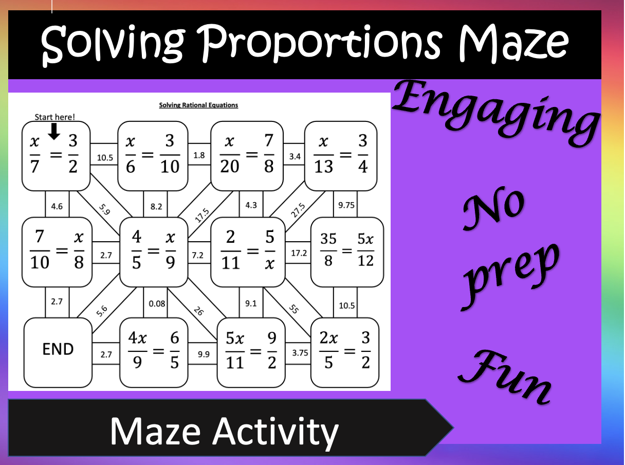 Solving Proportions Maze Teaching Resources