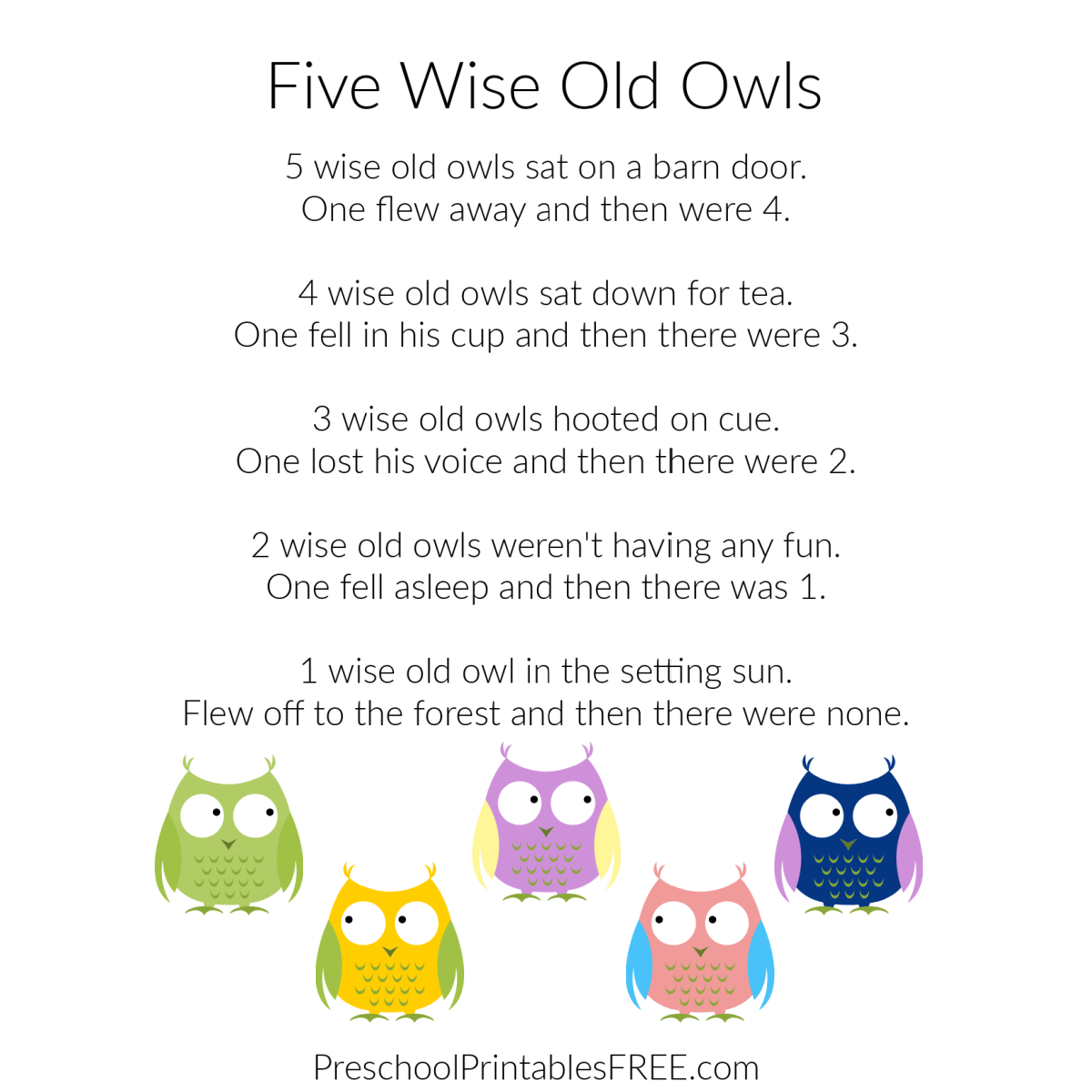 Songs And Rhymes Free Preschool Printables