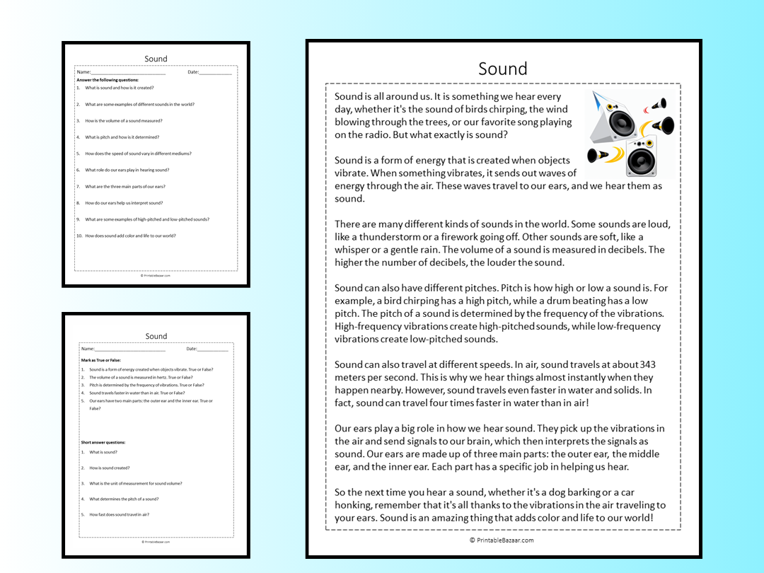 Sound Reading Comprehension Passage Printable Worksheet Teaching Sound Reading Comprehension Passage Printable Worksheet Teaching