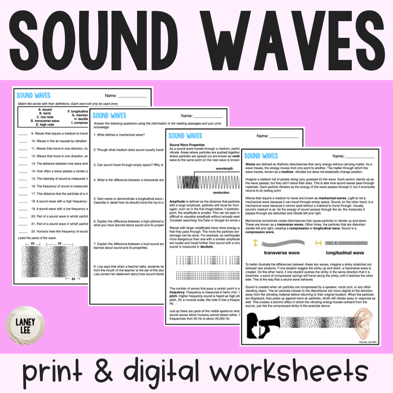 Sound Waves Guided Reading Worksheet PDF Digital Formats
