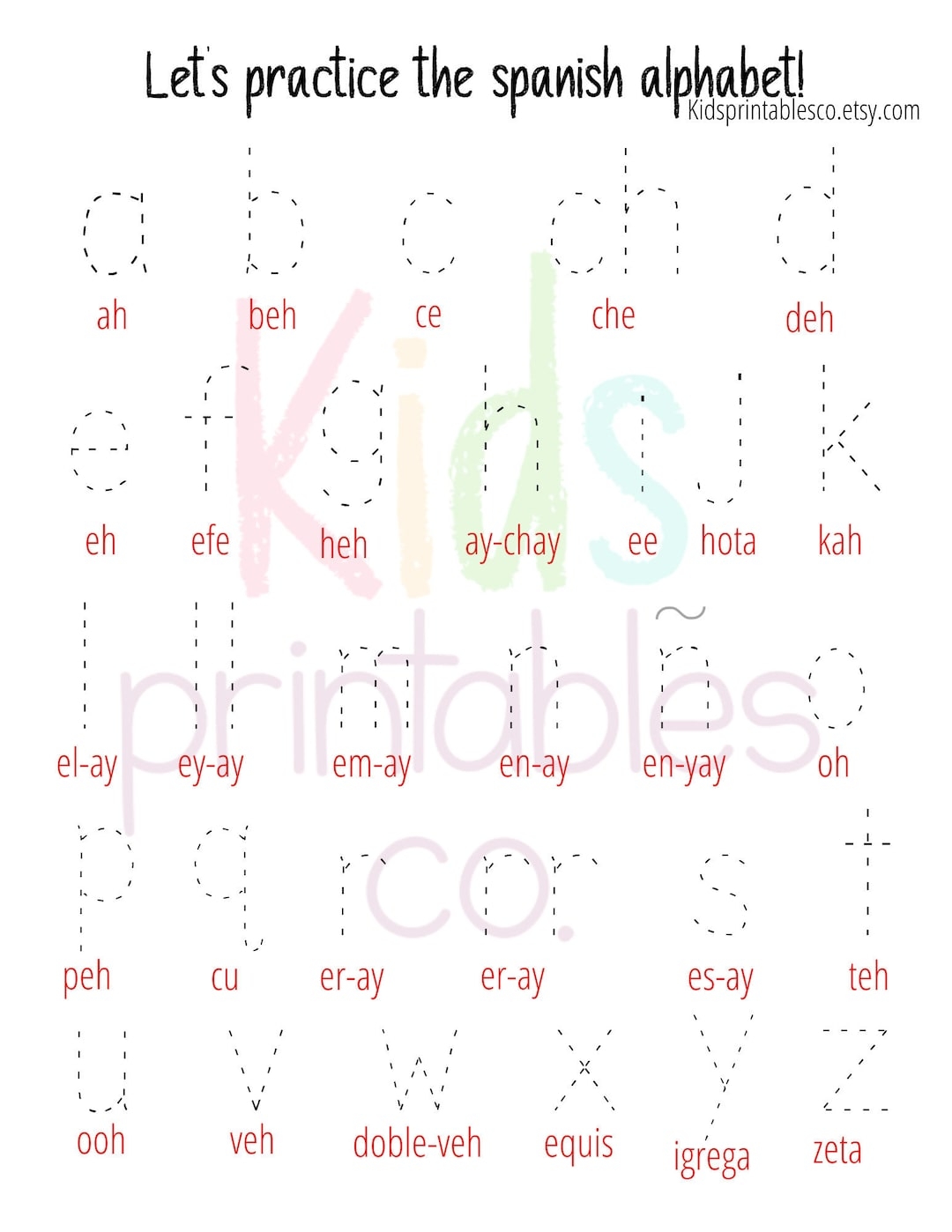 SPANISH Alphabet Tracing Letter Writing Practice Etsy