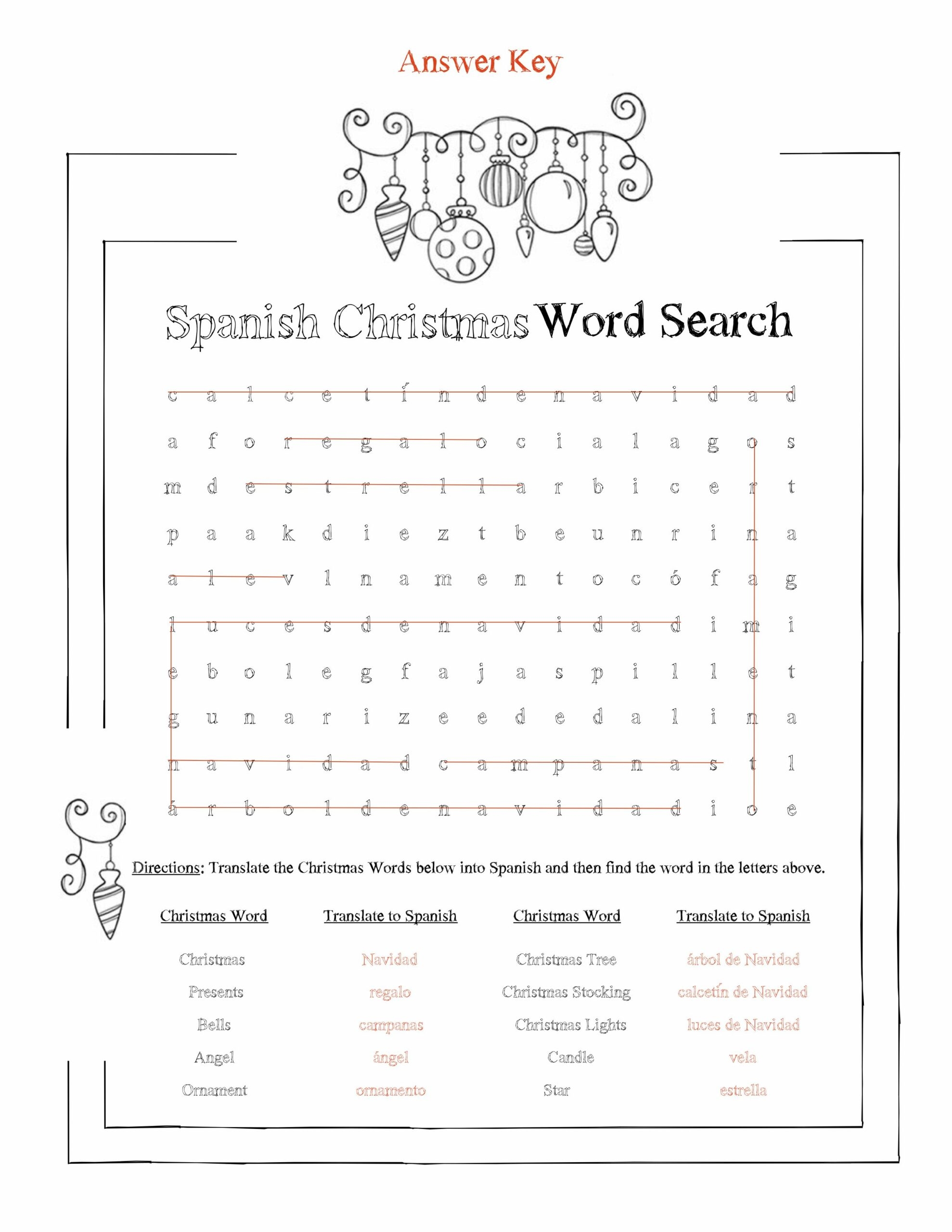 Spanish Christmas Word Search Worksheet Spanish Christmas Word Search Worksheet