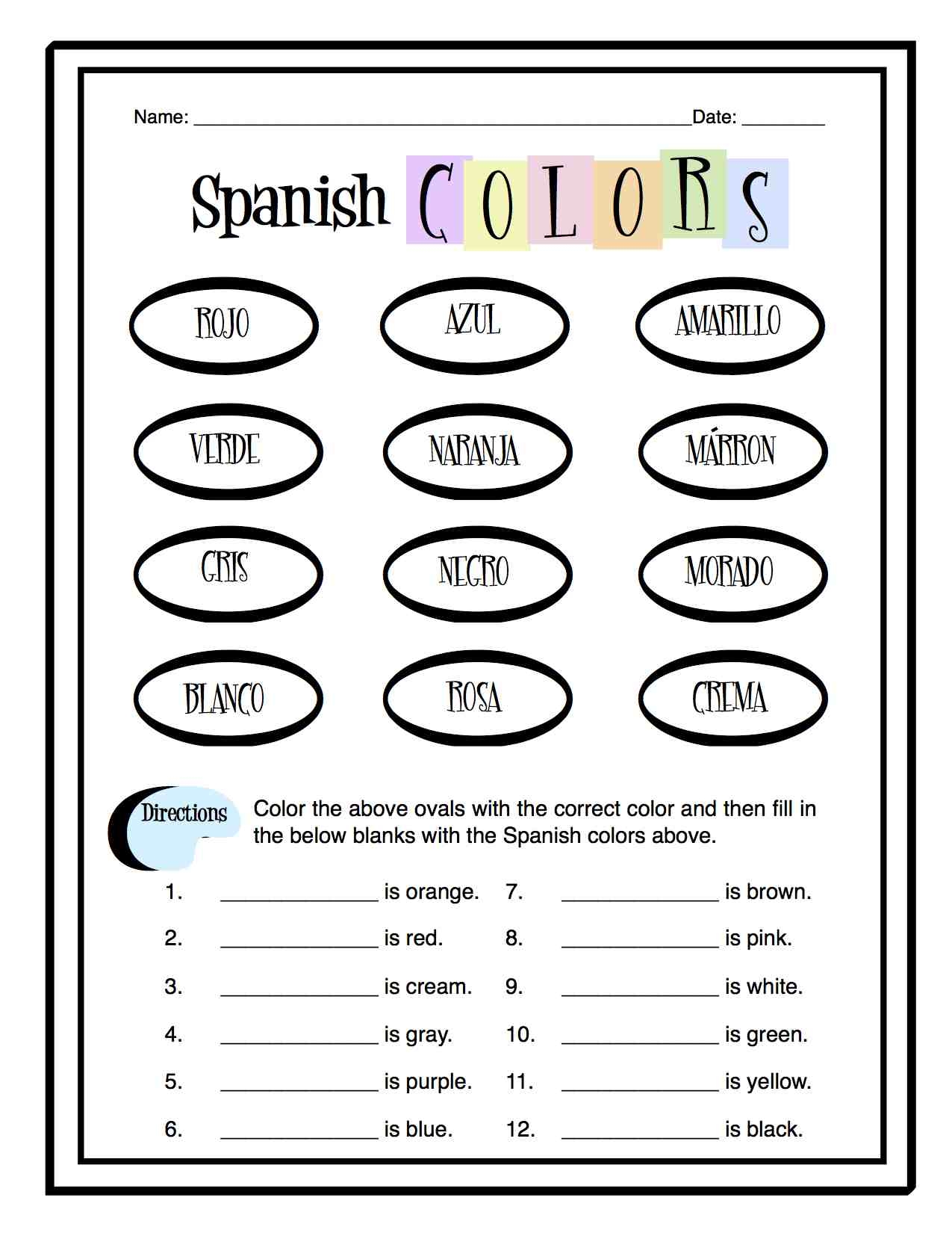 Spanish Colors Worksheet Packet Made By Teachers Spanish Colors Worksheet Packet Made By Teachers