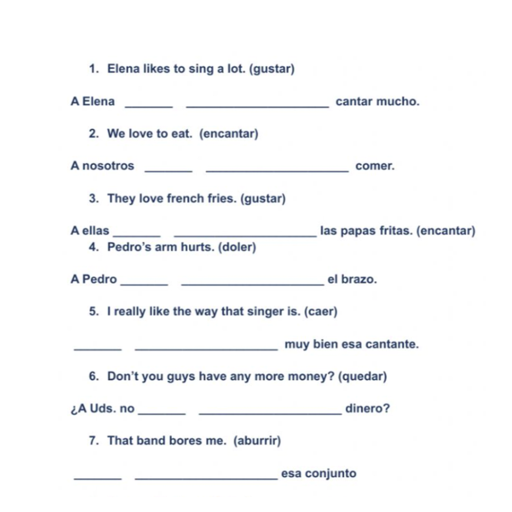 Free Printable Worksheet Of Spanish Verbs