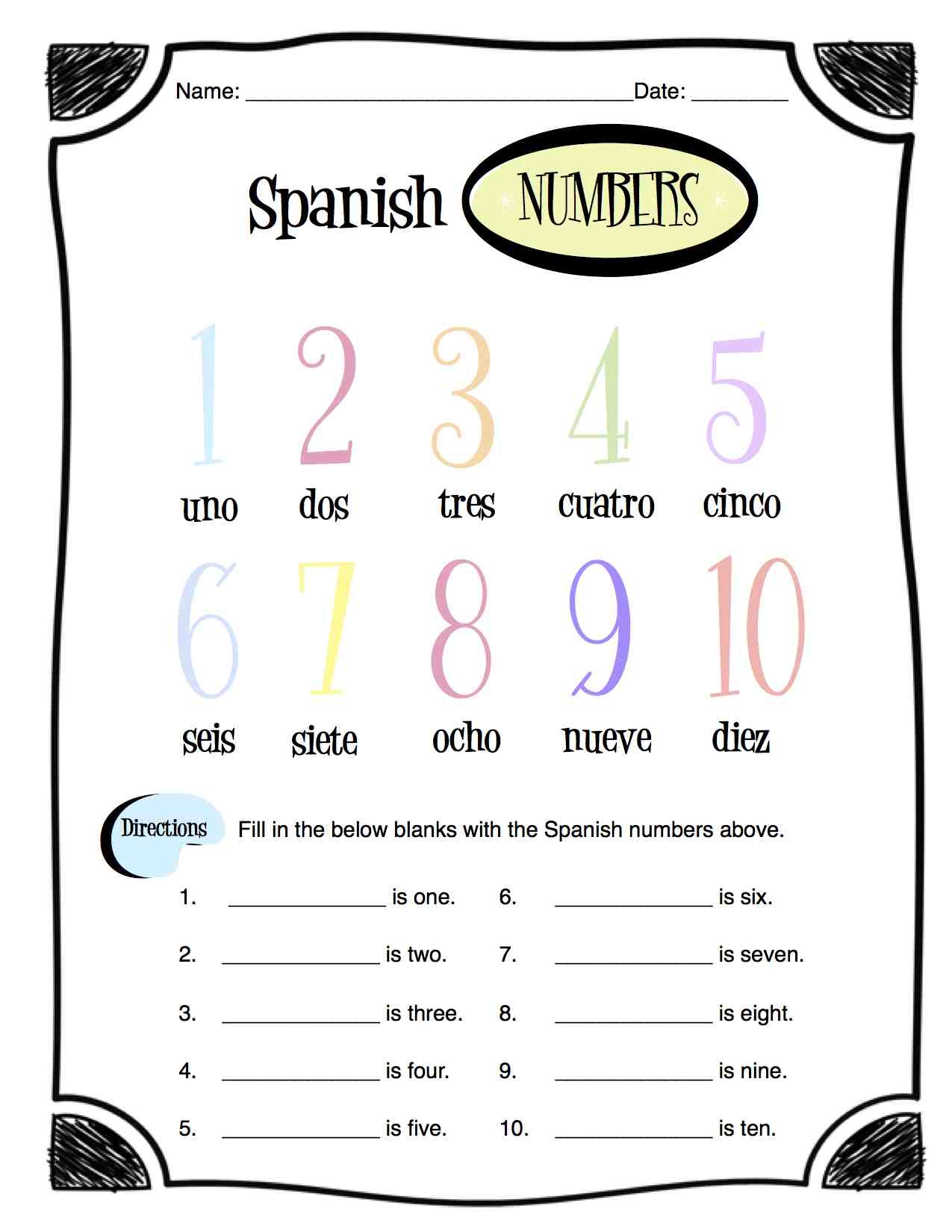 Free Printable Spanish Number Worksheets Free Printable Spanish Number Worksheets