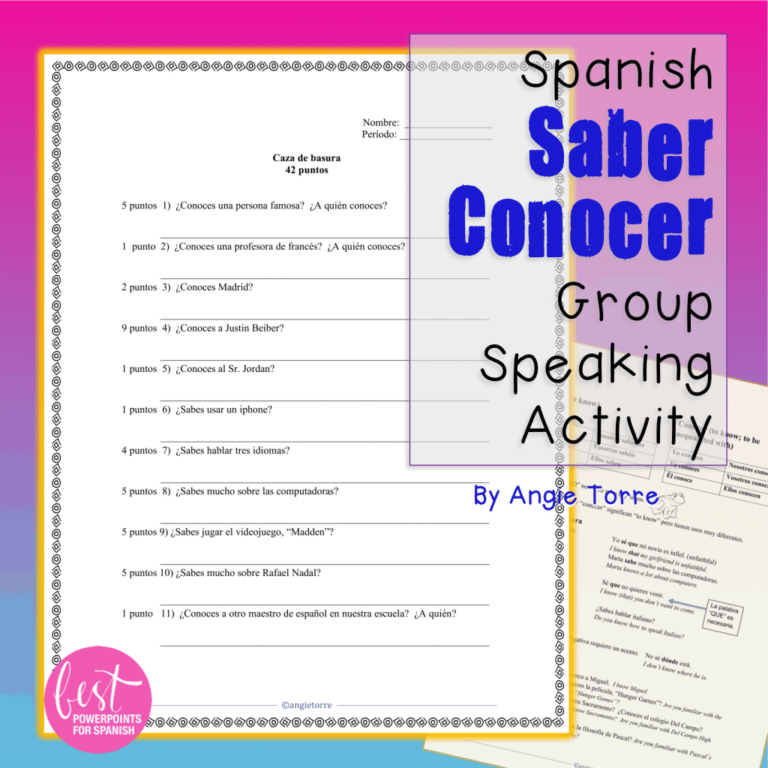 Spanish Saber Conocer Group Speaking Activity Saber Vs Conocer