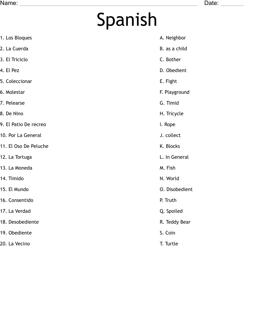 Spanish Worksheet WordMint Spanish Worksheet WordMint