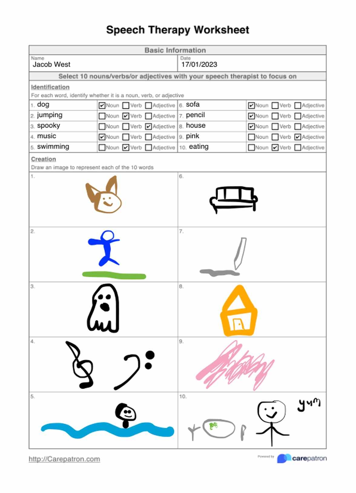 Printable Speech Therapy Worksheets