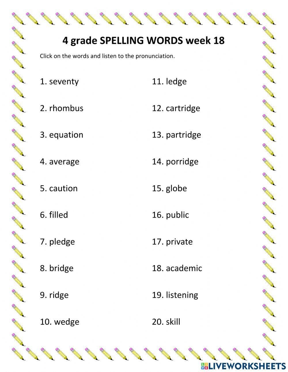 Spelling Words Online Worksheet For 4 Grade Live Worksheets Worksheets Library Spelling Words Online Worksheet For 4 Grade Live Worksheets Worksheets Library
