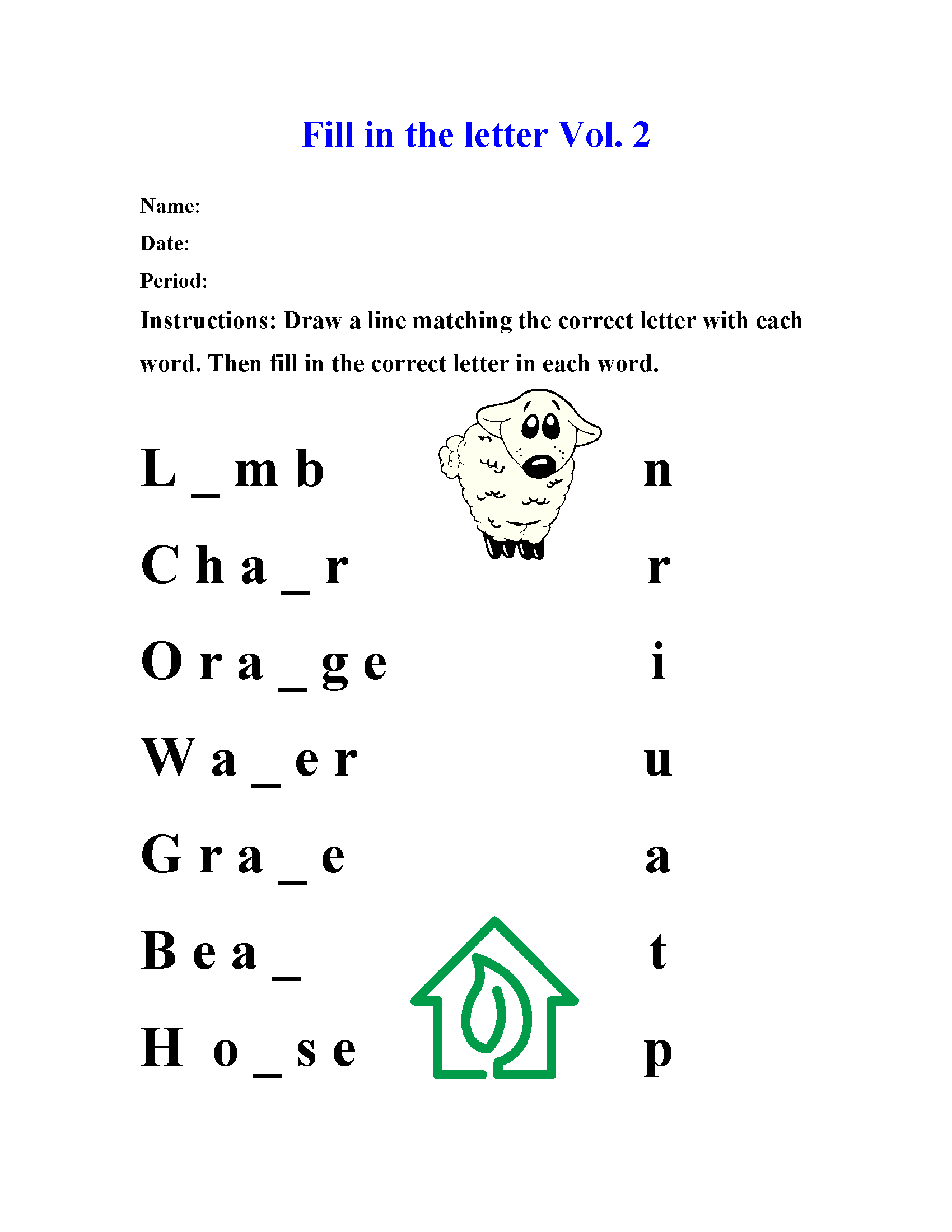 Spelling Worksheets Fill in The Letter Spelling Worksheets