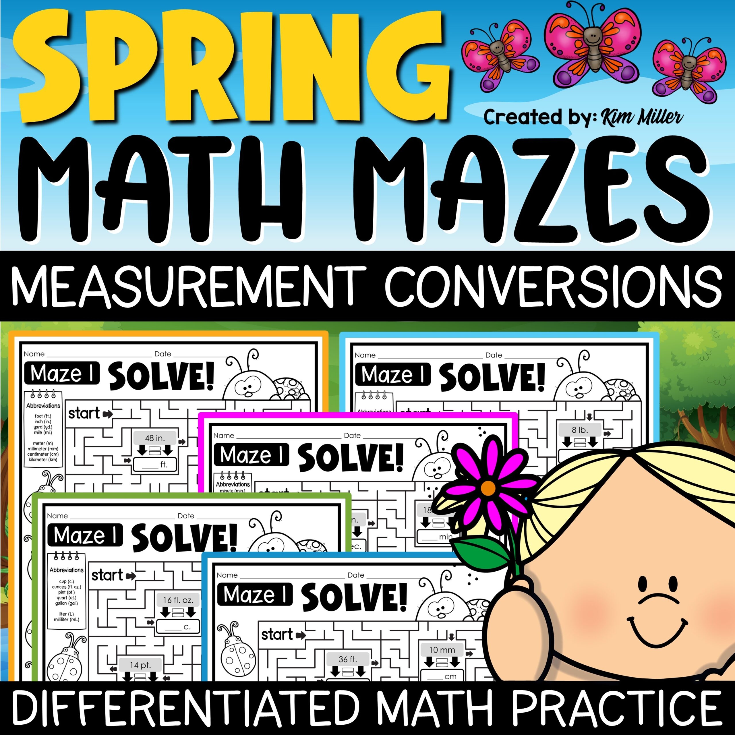 Spring Math Activities 4th Grade Measurement Conversions Worksheets Math Mazes A Love Of Teaching Kim Miller