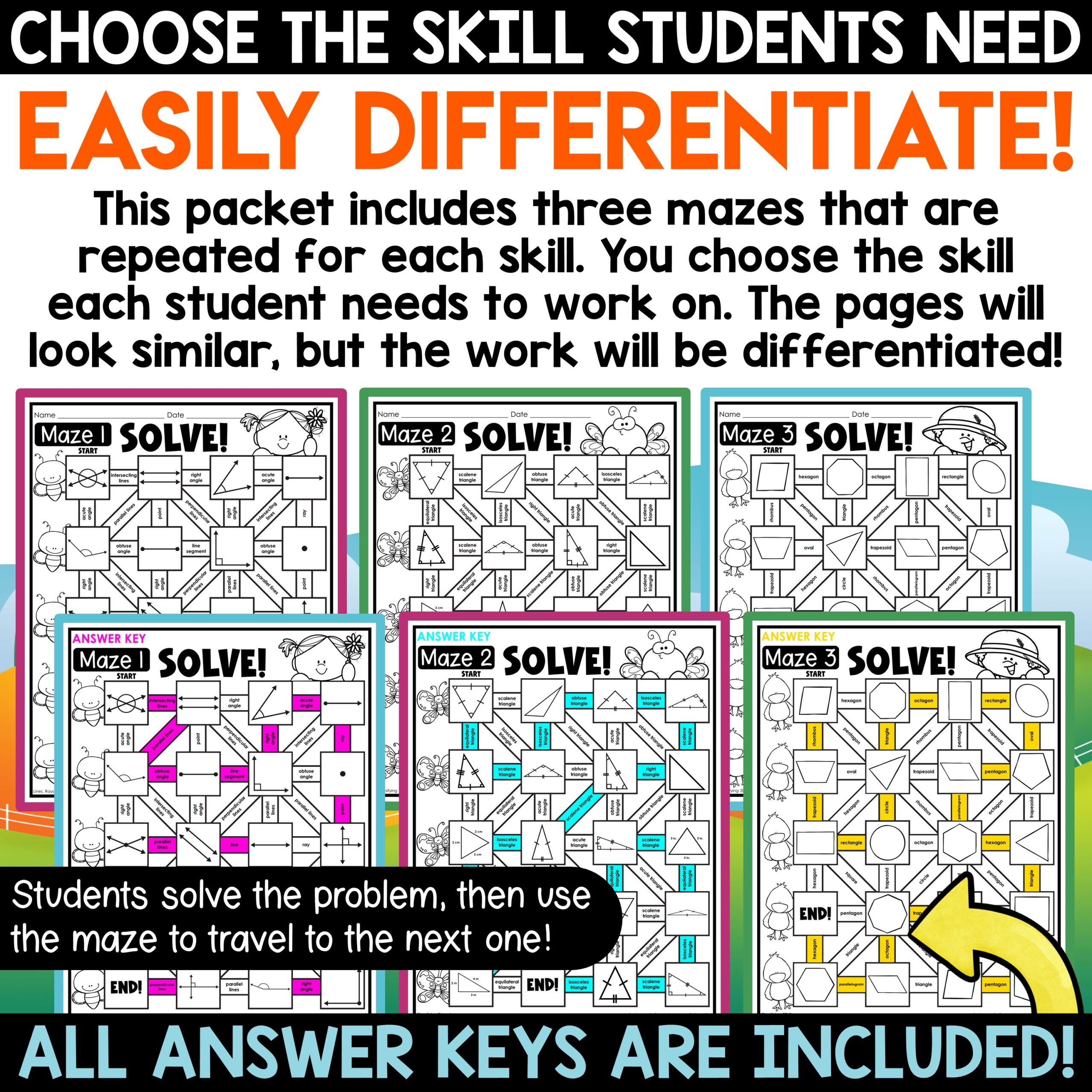 Spring Math Worksheets Geometry Review Angles 2D Shapes Worksheets Math Mazes A Love Of Teaching Kim Miller Spring Math Worksheets Geometry Review Angles 2D Shapes Worksheets Math Mazes A Love Of Teaching Kim Miller