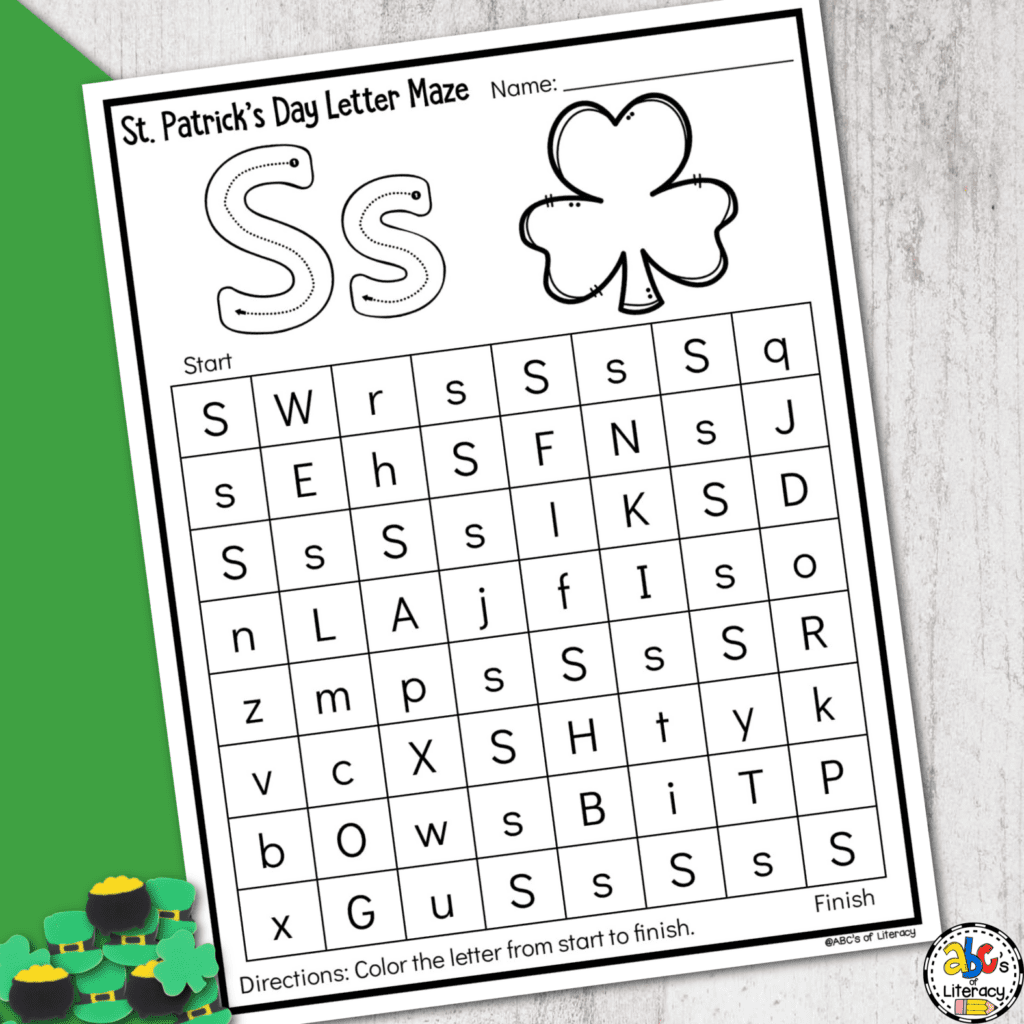 St Patrick s Day Letter Maze Preschool Worksheets St Patrick s Day Letter Maze Preschool Worksheets
