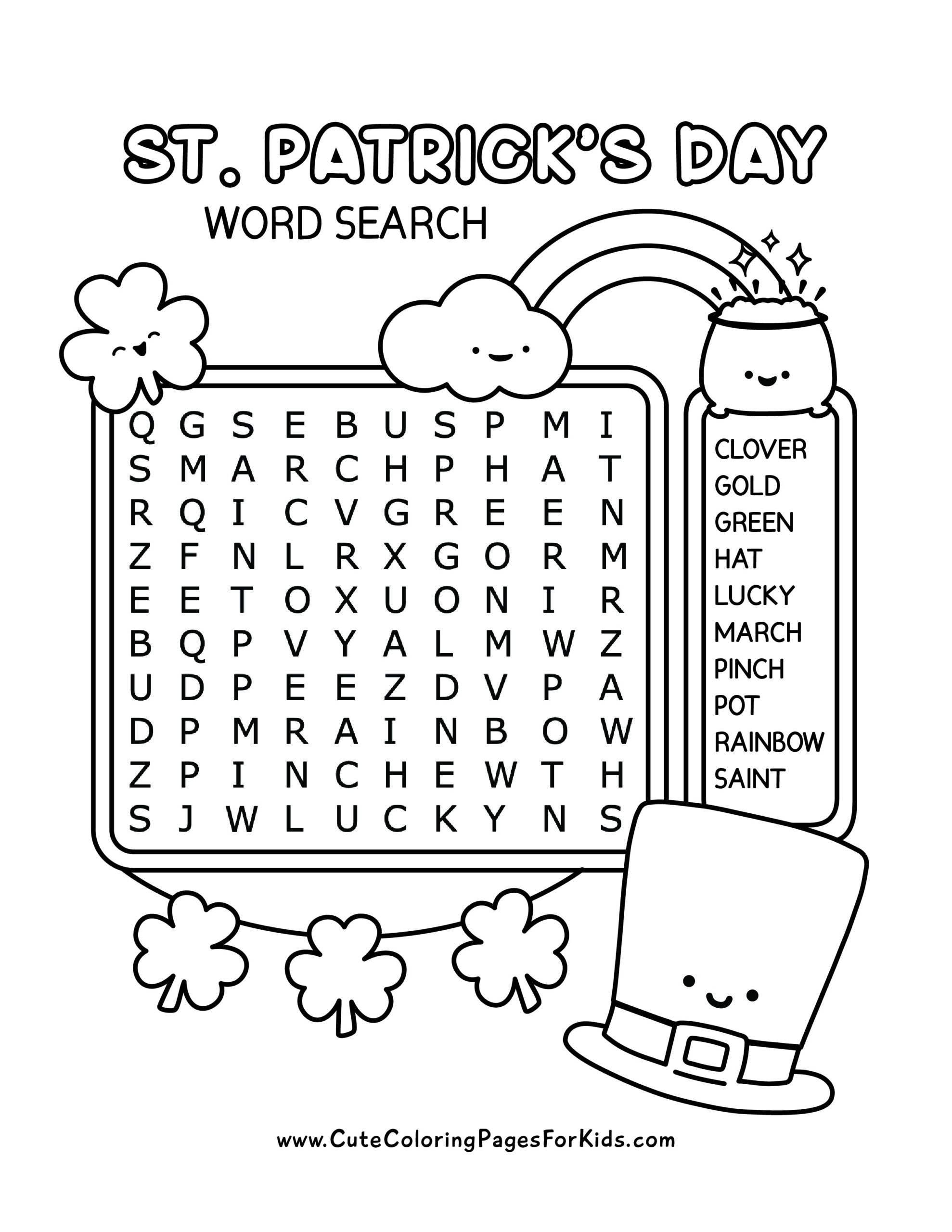 St Patrick s Day Word Search Free Printables For Kids Cute St Patrick s Day Word Search Free Printables For Kids Cute