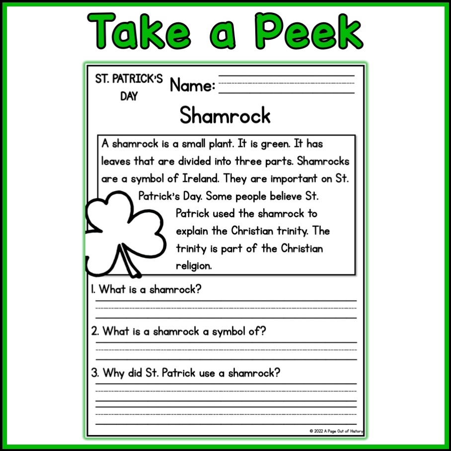 St Patricks Day Holidays Reading Comprehension Passages K 2 St Patricks Day Holidays Reading Comprehension Passages K 2