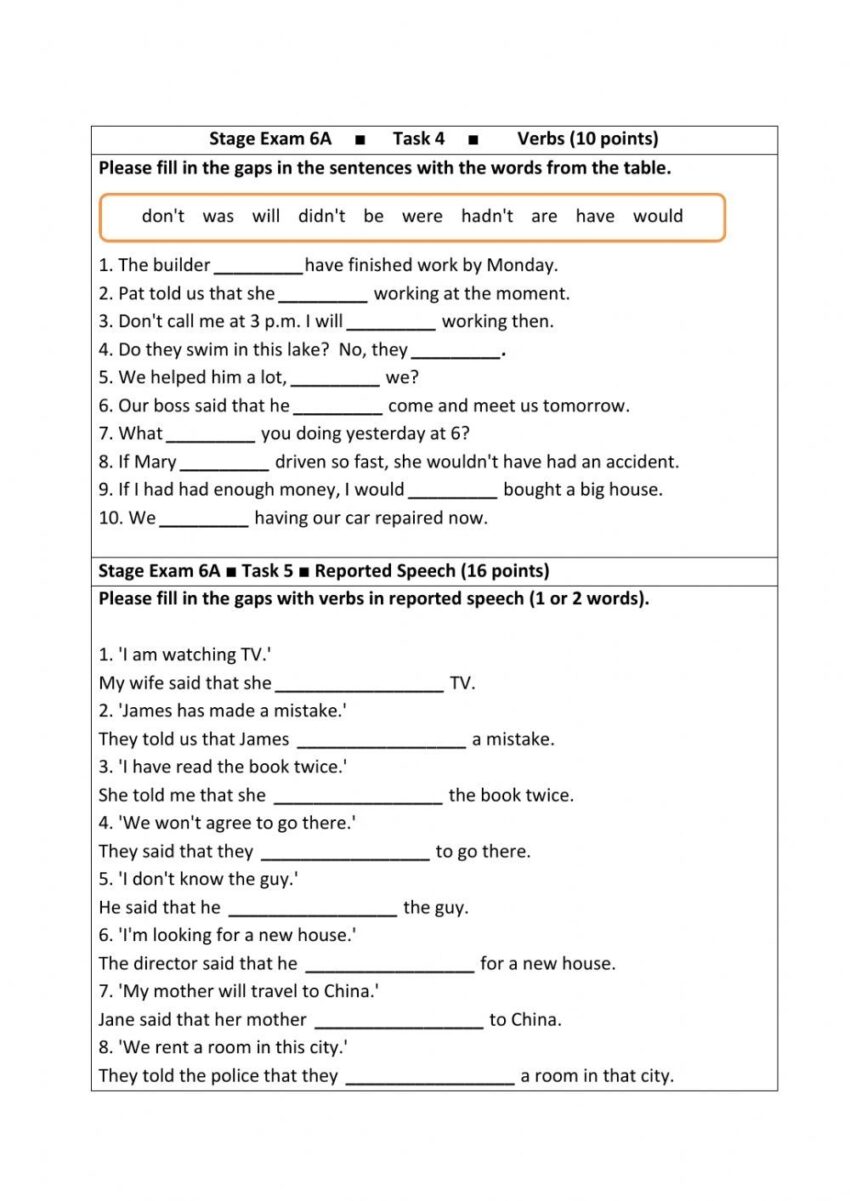 Stage 6 Grammar Exam Worksheet Grammar Worksheets English Worksheets Library