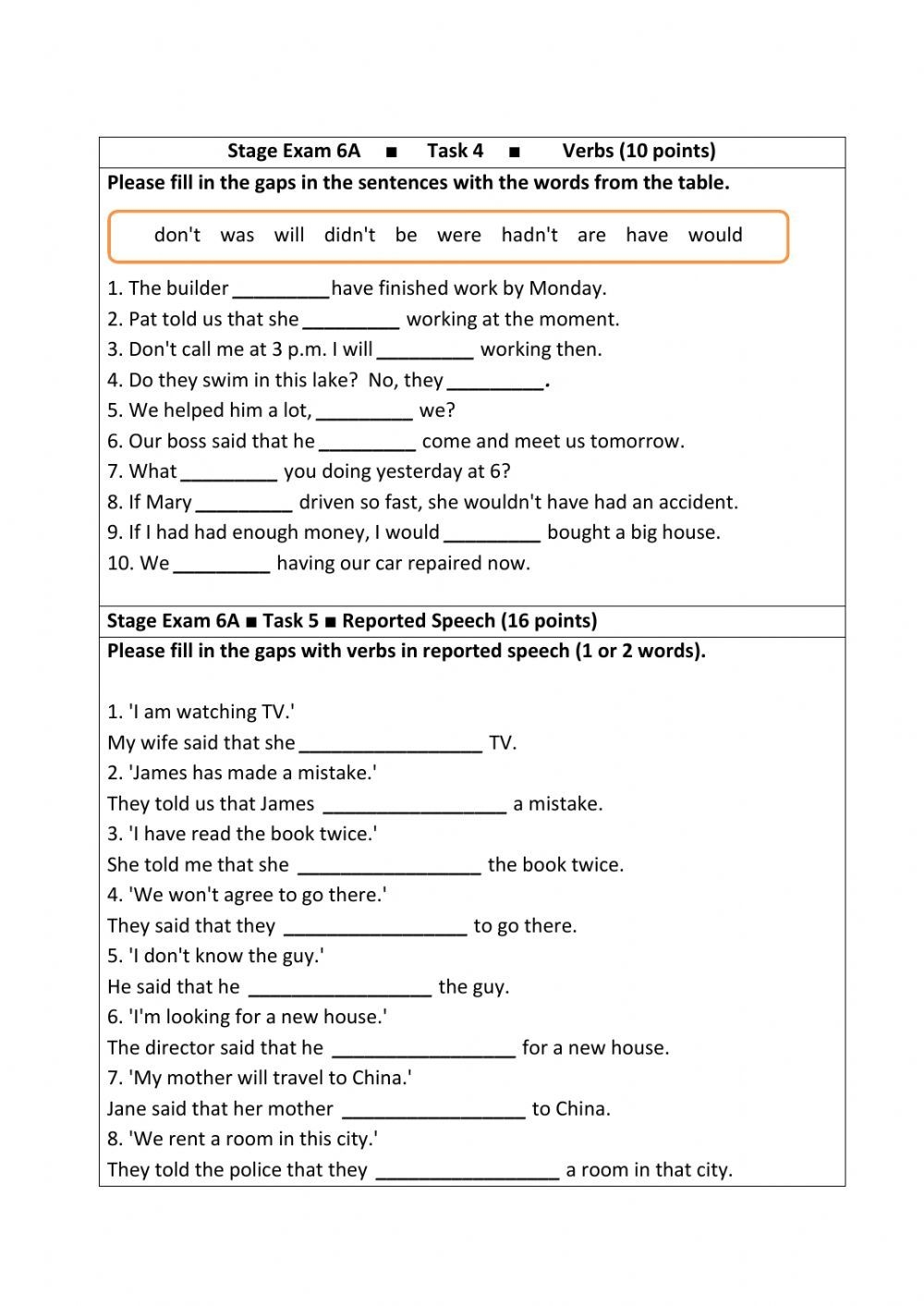 Stage 6 Grammar Exam Worksheet Grammar Worksheets English Worksheets Library