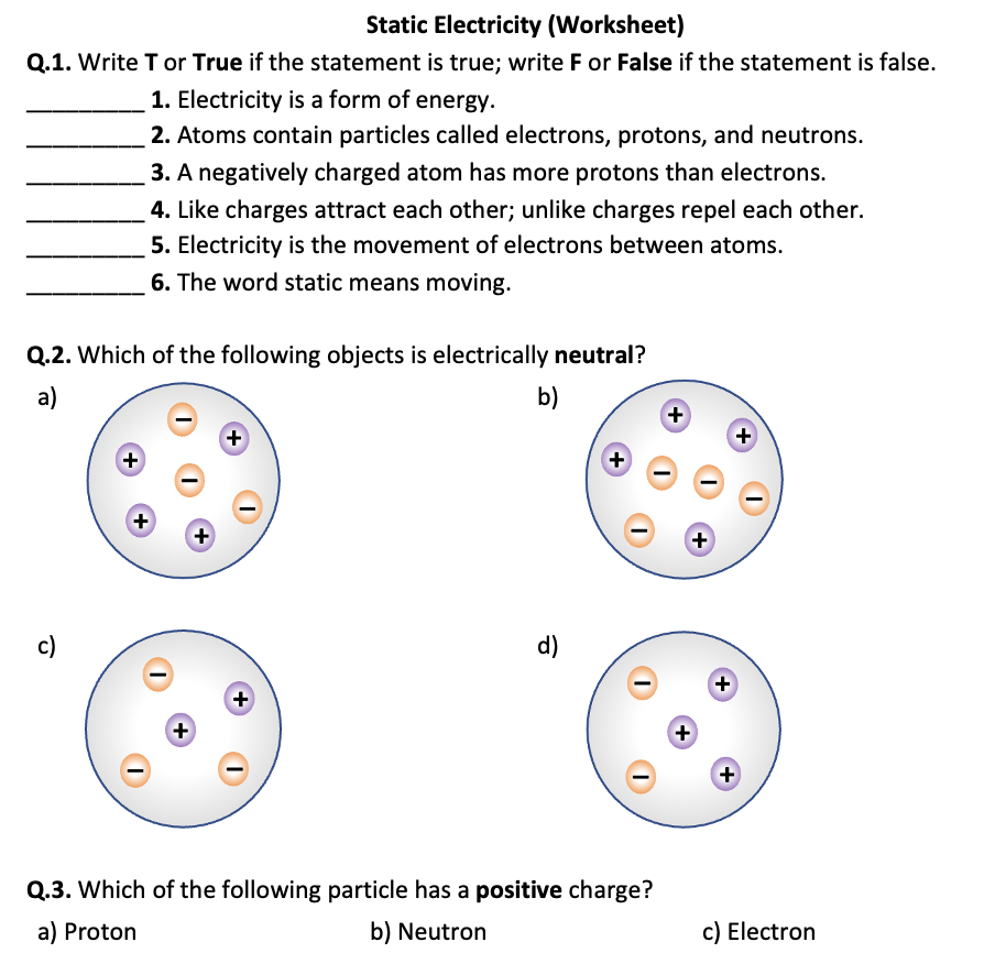 Static Electricity Worksheet Printable And Distance Learning Worksheets Library
