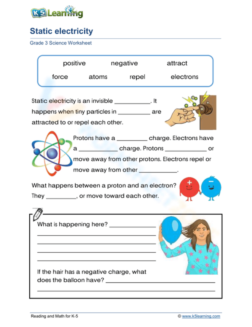 Static Electricity Worksheet Worksheets Library