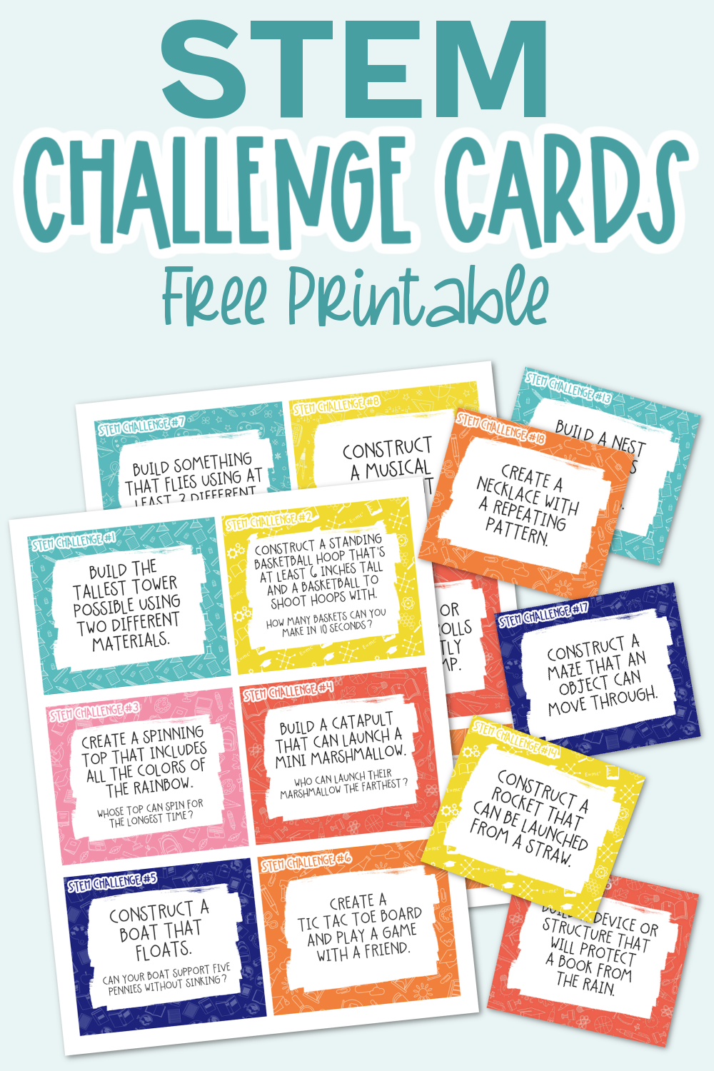 STEM Challenge Cards Free Printable Kara Creates
