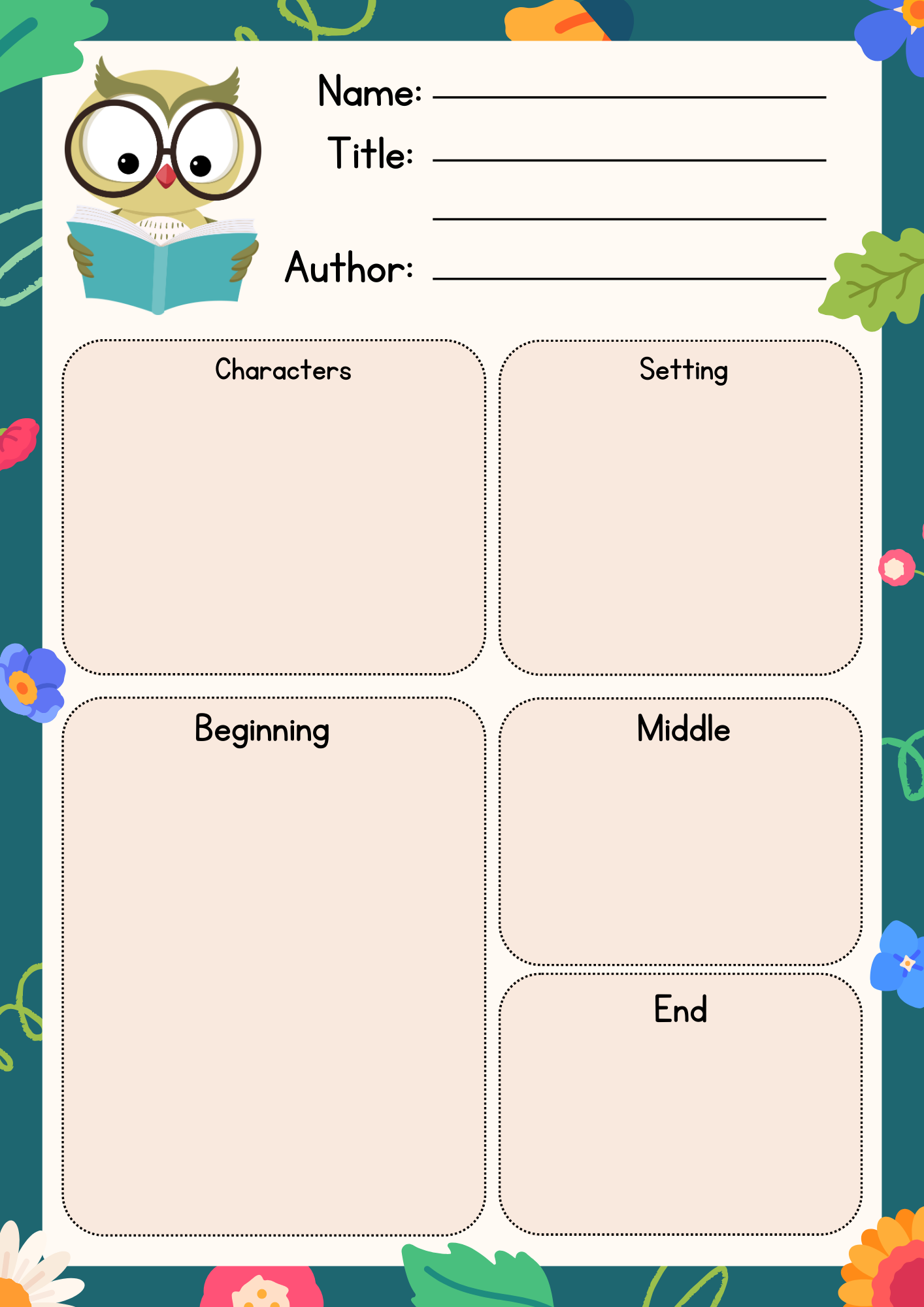 Kindergarten Main Character Setting Worksheet Free
