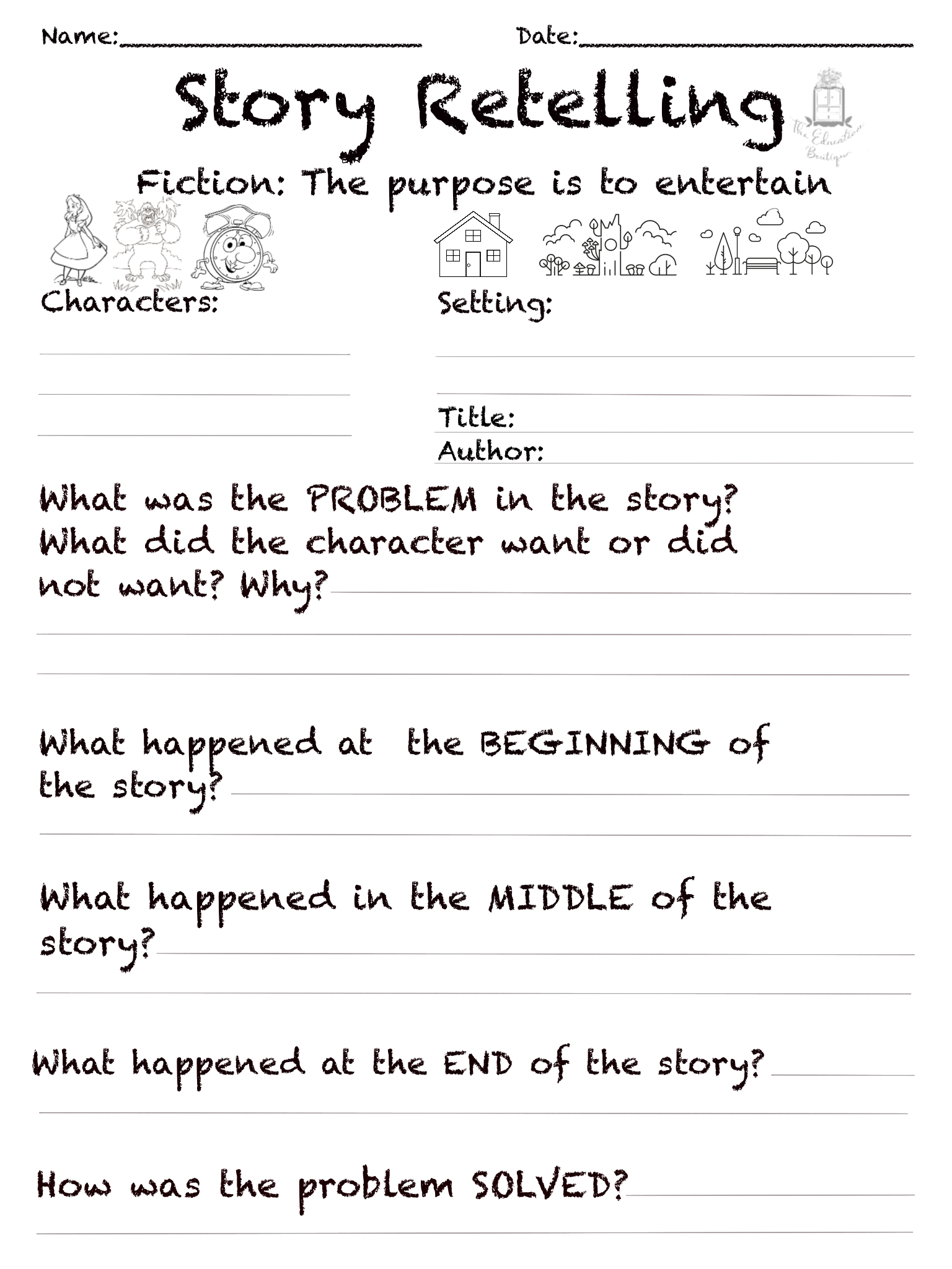 Story Retelling Worksheet Fiction Classful Story Retelling Worksheet Fiction Classful