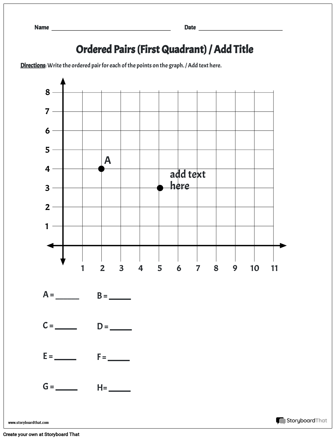 Storyboard That Create Coordinate Plane Worksheets