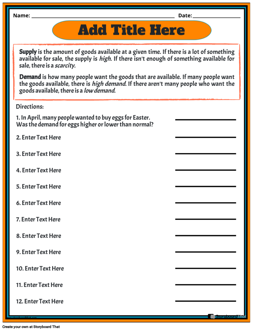 Storyboard That Economics Worksheet Creation