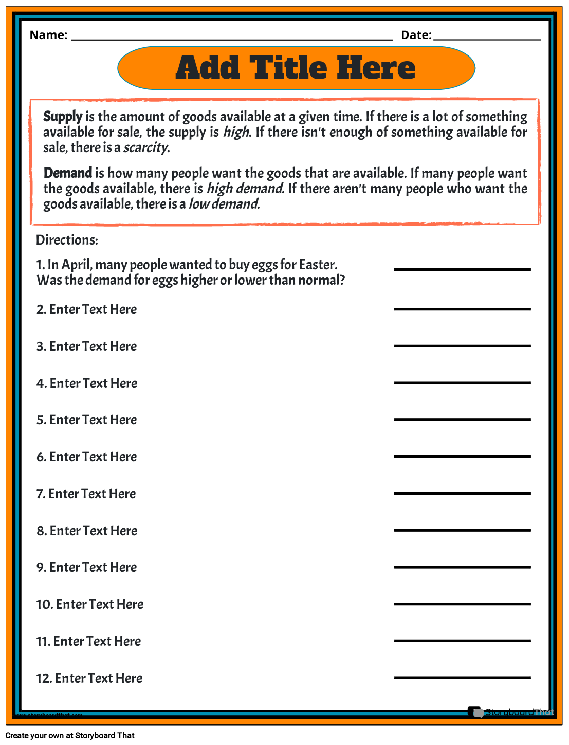 Storyboard That Economics Worksheet Creation Storyboard That Economics Worksheet Creation