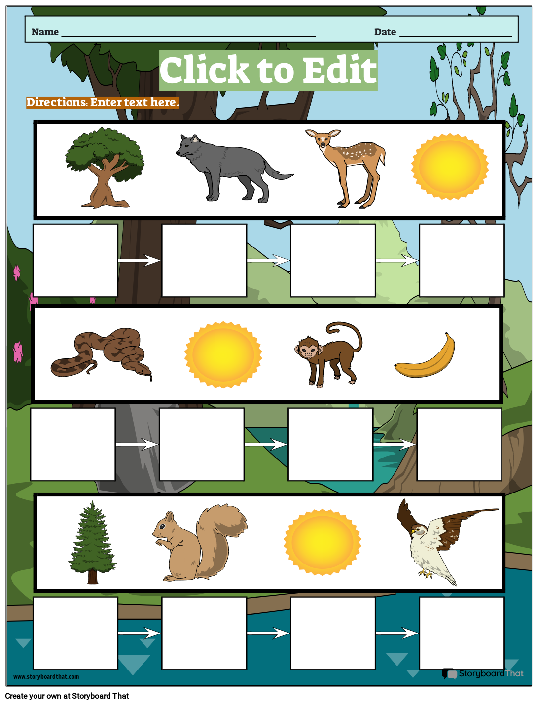Storyboard That Free Food Chain Worksheet Templates