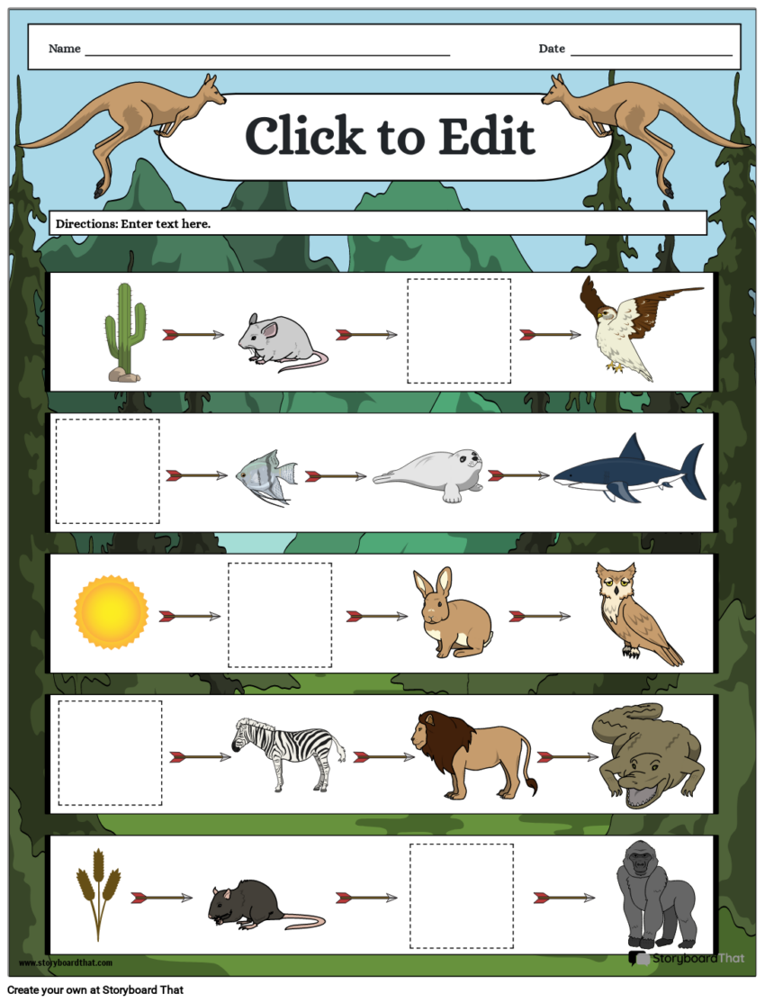 Storyboard That Free Food Chain Worksheet Templates