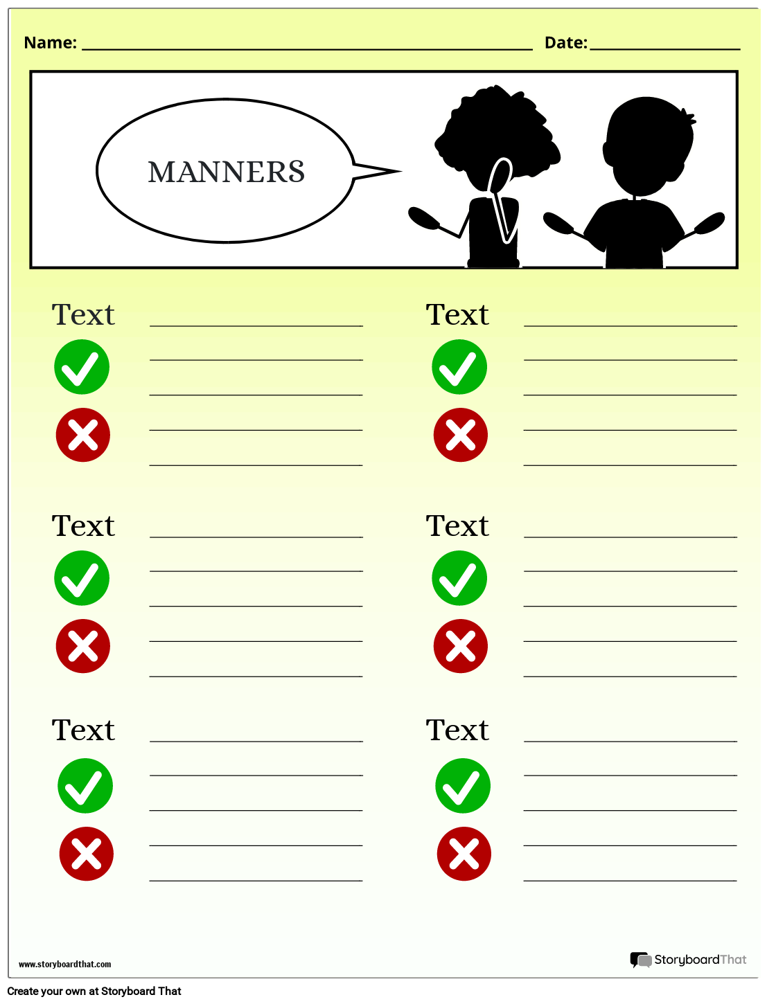 Storyboard That Free Manners Worksheet Templates Storyboard That Free Manners Worksheet Templates