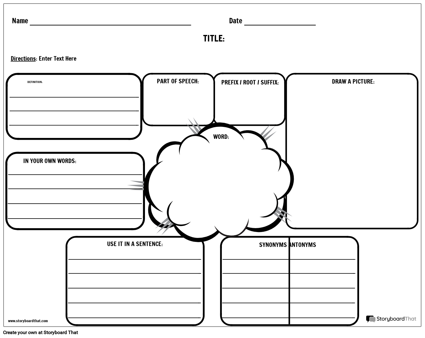 Storyboard That Free Vocabulary Worksheet Templates
