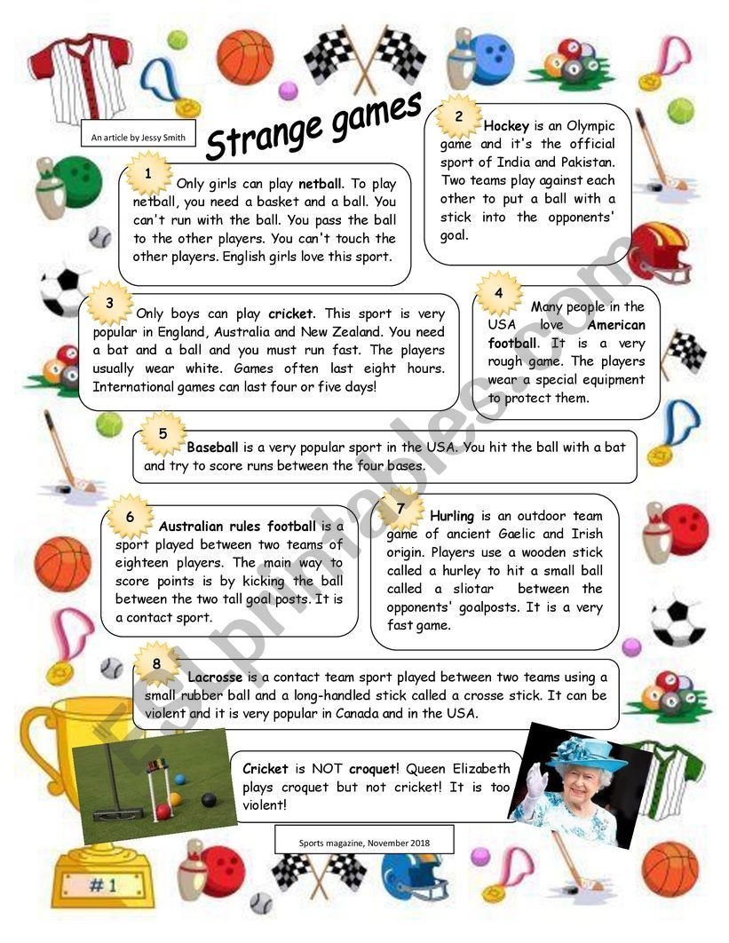 Strange Games Reading Comprehension ESL Worksheet By Abracadabal Strange Games Reading Comprehension ESL Worksheet By Abracadabal