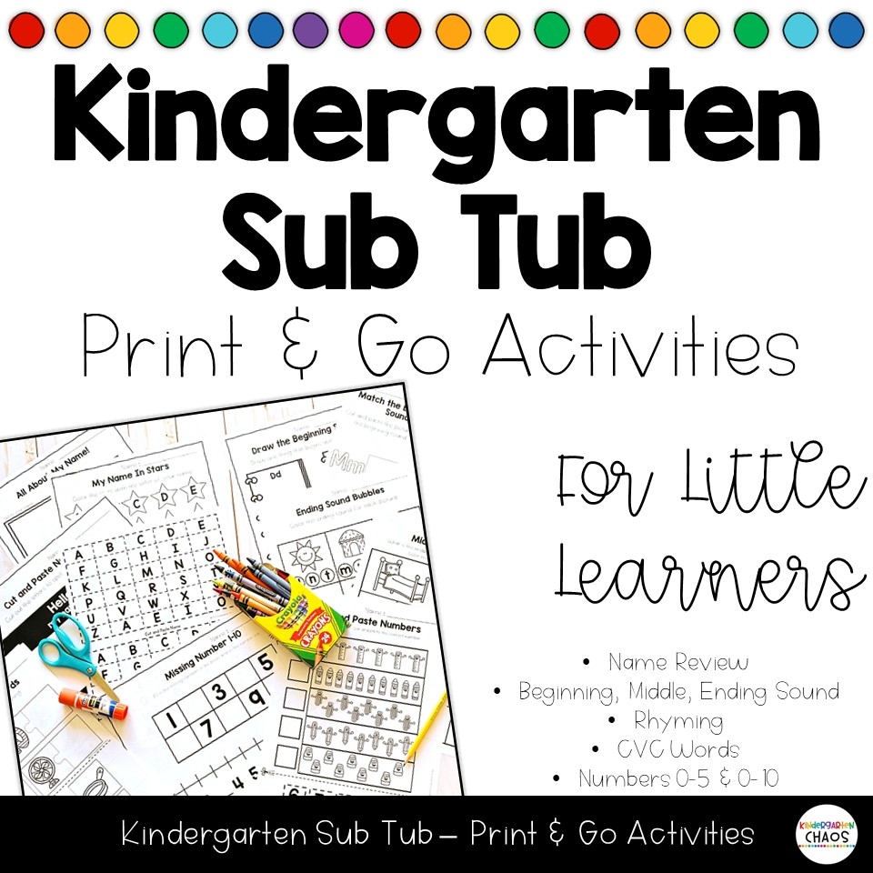 Substitute Teacher Activities For Kindergarten Print U0026 Go Review Practice Substitute Teacher Activities For Kindergarten Print U0026 Go Review Practice