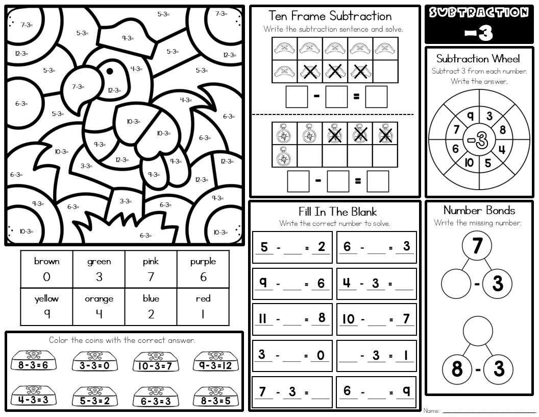Printable Subtraction Worksheets For 3rd Grade