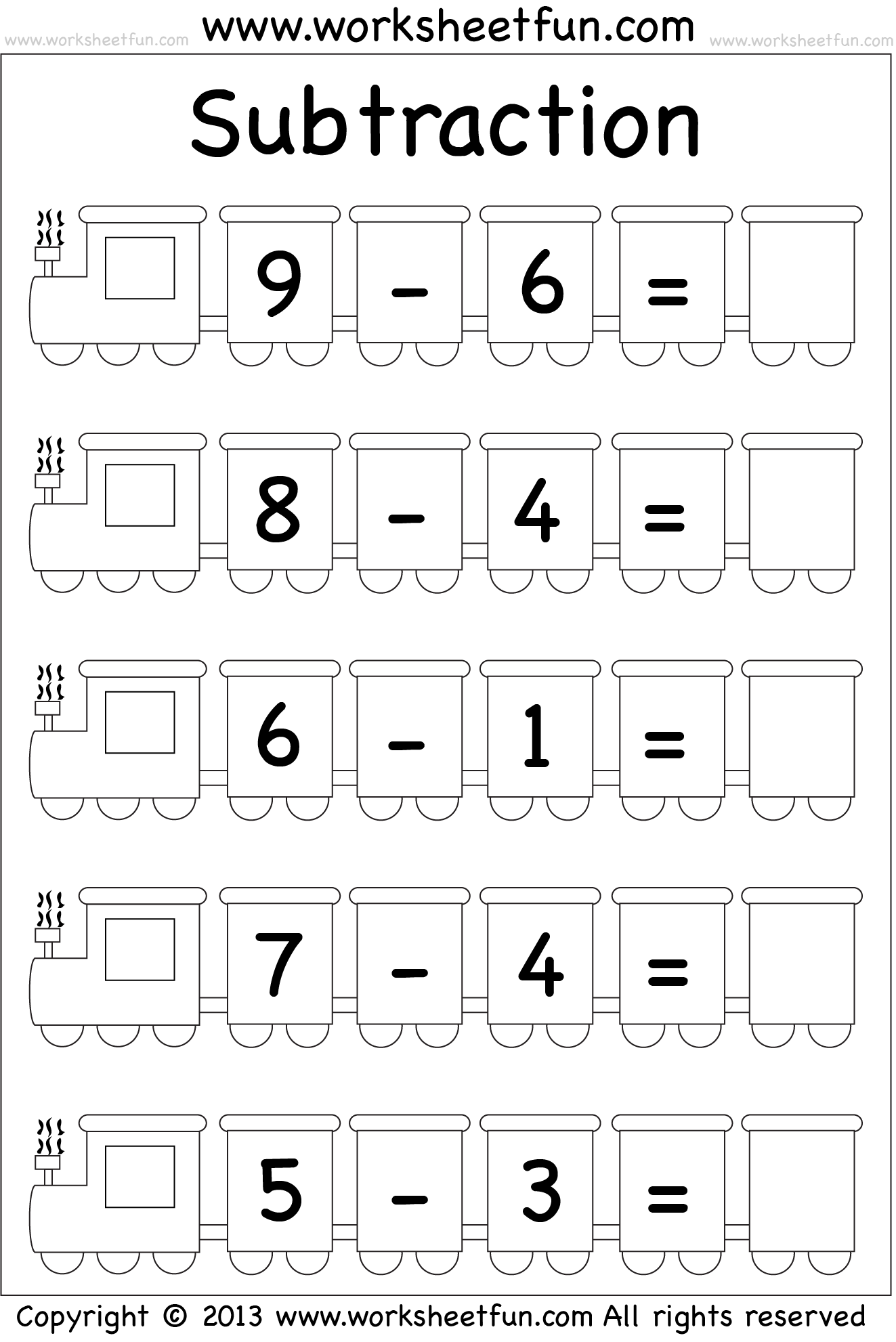 Subtraction Within 10 Five Worksheets FREE Printable Worksheets Worksheetfun