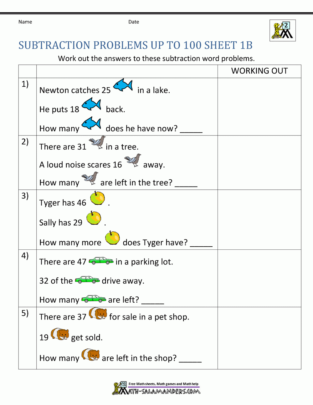 Subtraction Word Problems 2nd Grade Worksheets Library